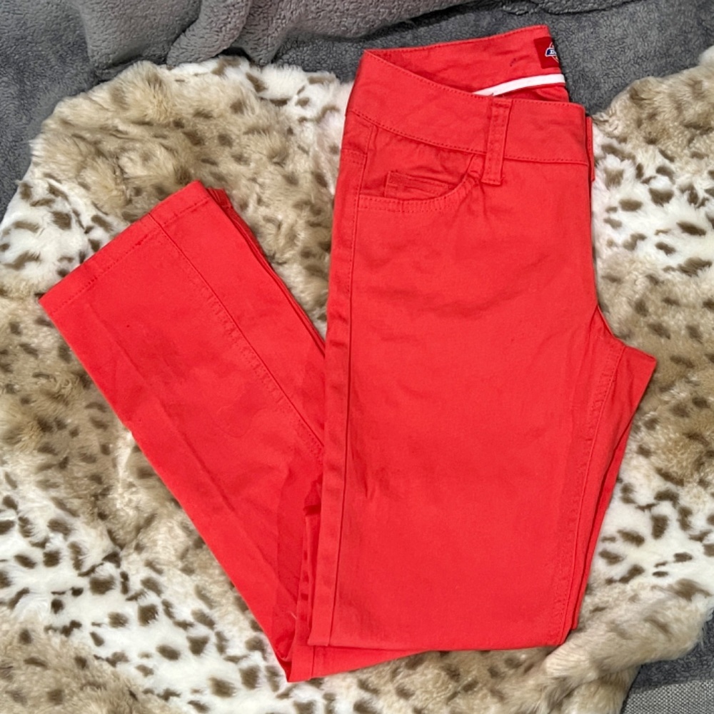 Dickies Juniors Skinny Stretch Coral Cotton Twill Pants Size 0!
